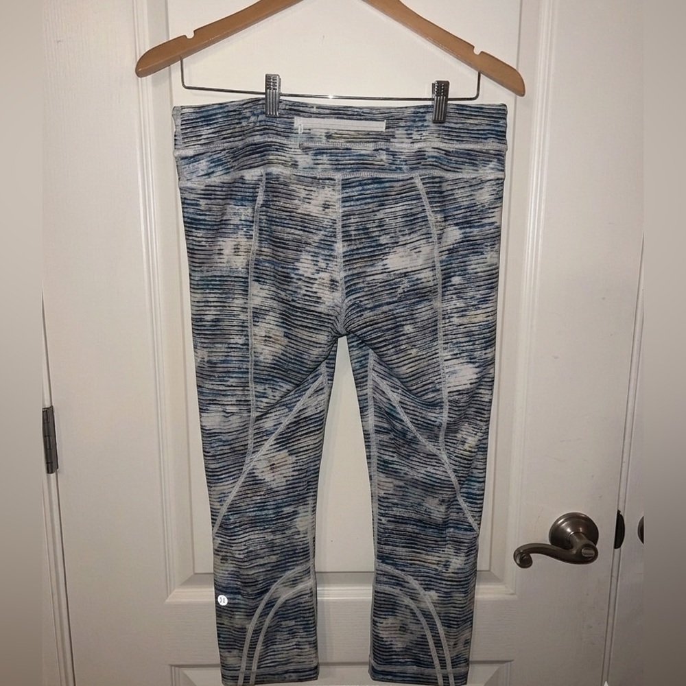 Lululemon Pace Rival Crop Leggings Space Dye Twist Naval Blue Peacock Blue 12